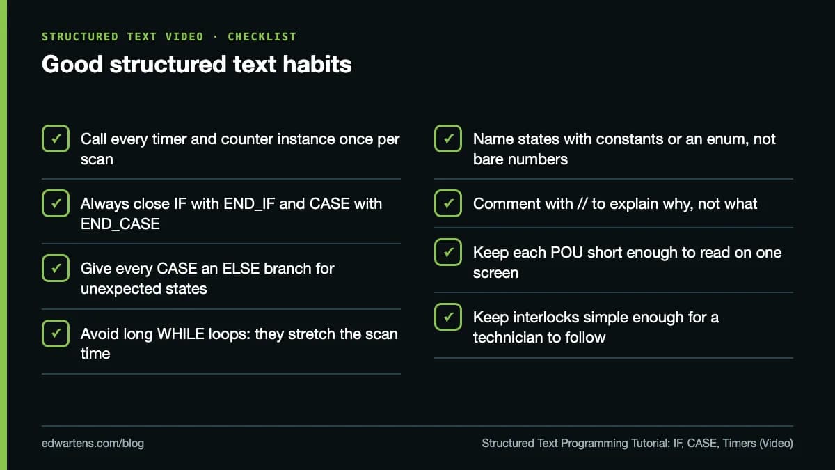 Good structured text habits
