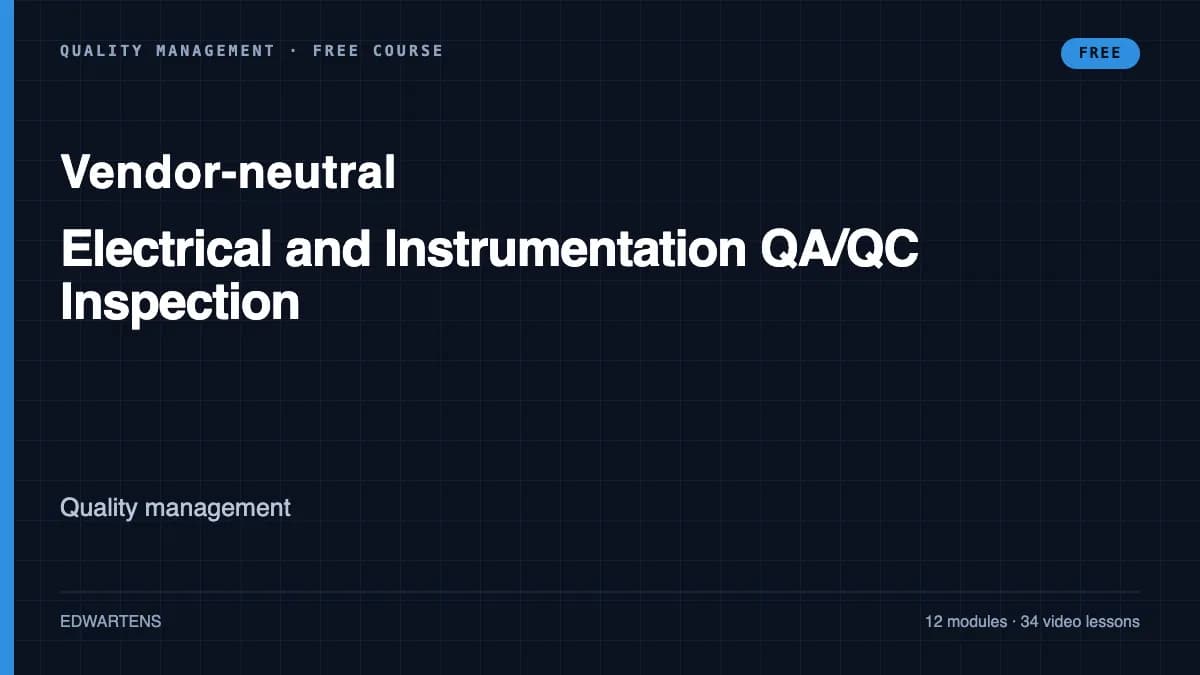 Electrical and Instrumentation QA/QC Inspection course cover