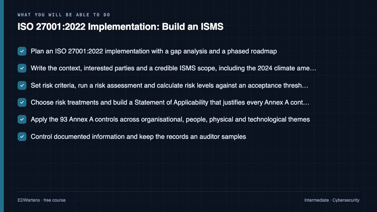 ISO 27001:2022 Implementation: Build an ISMS: What you will be able to do