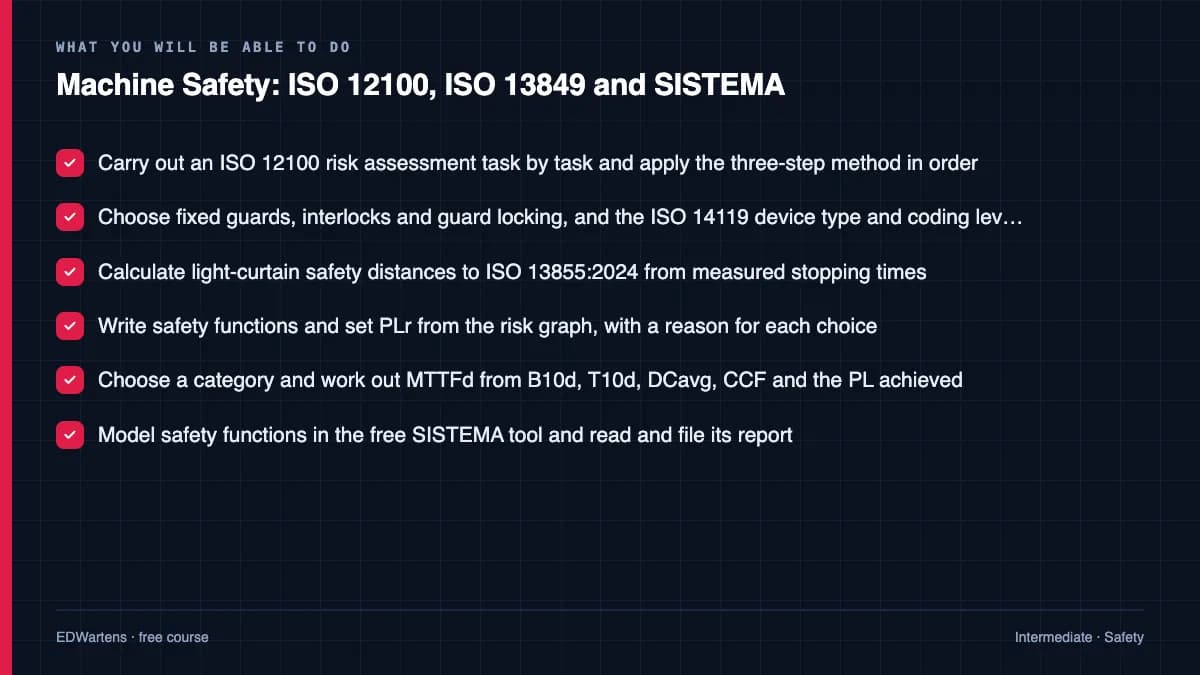 Machine Safety: ISO 12100, ISO 13849 and SISTEMA: What you will be able to do