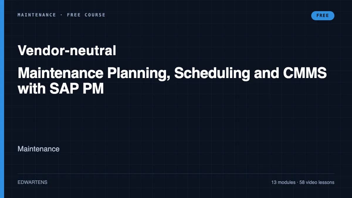 Maintenance Planning, Scheduling and CMMS with SAP PM course cover