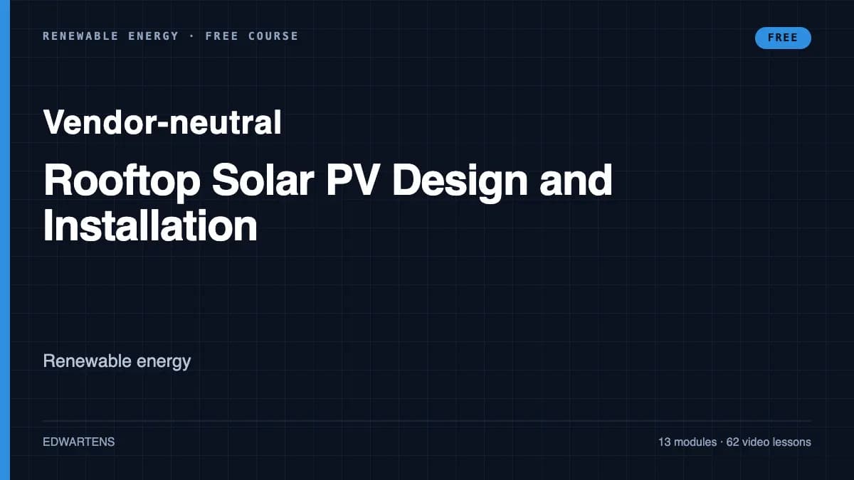 Rooftop Solar PV Design and Installation course cover