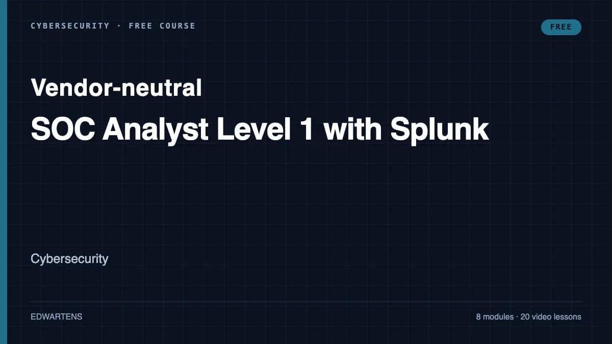 SOC Analyst Level 1 with Splunk course cover