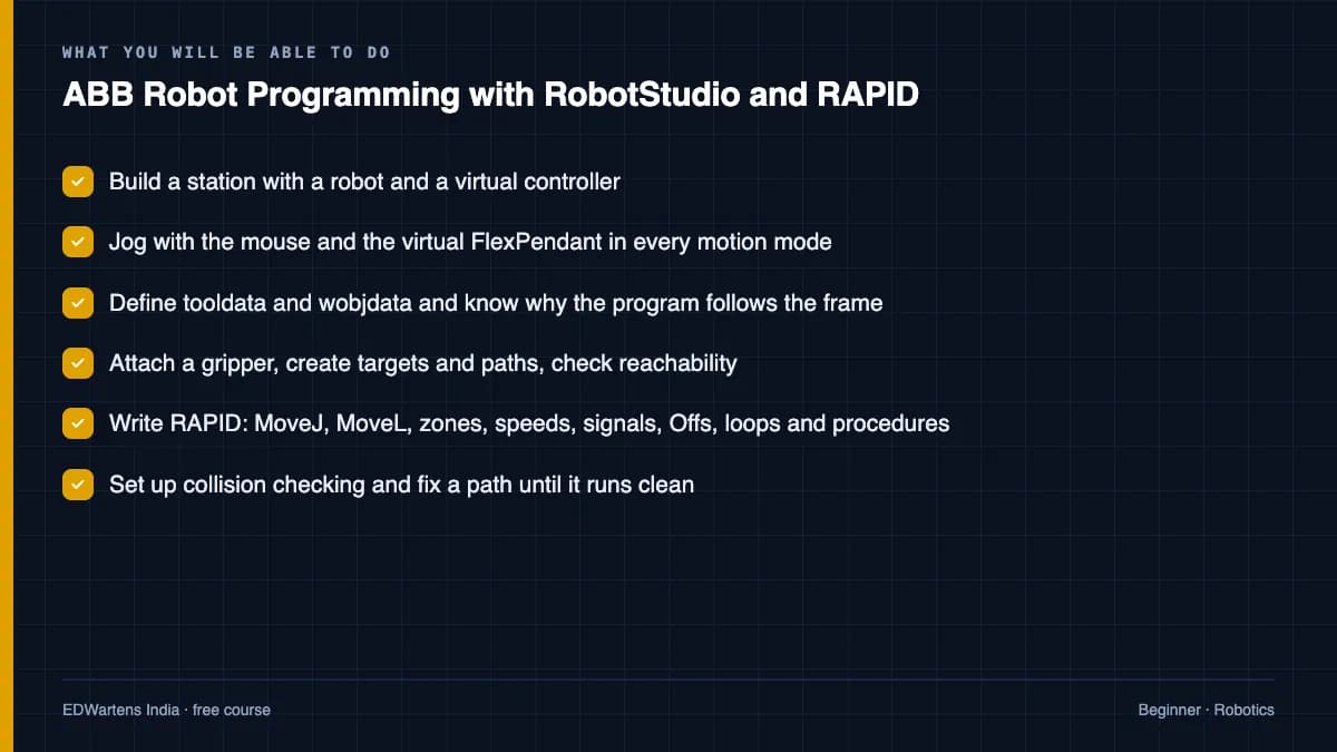 ABB Robot Programming with RobotStudio and RAPID: What you will be able to do