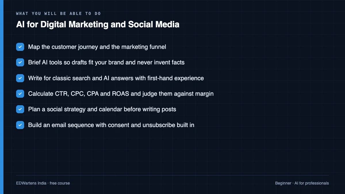 AI for Digital Marketing and Social Media: What you will be able to do