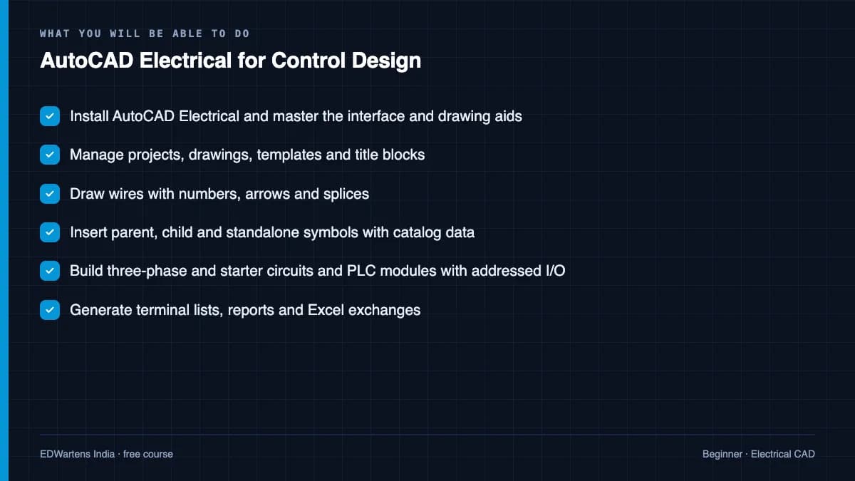 AutoCAD Electrical for Control Design: What you will be able to do