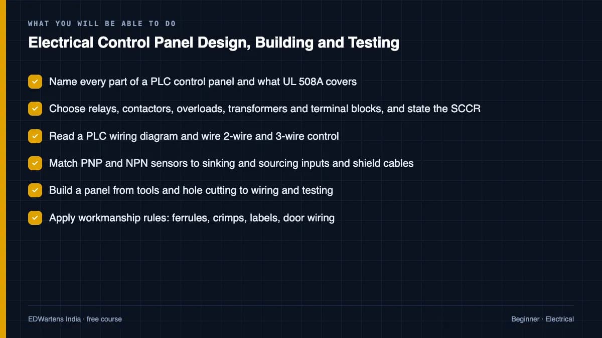 Electrical Control Panel Design, Building and Testing: What you will be able to do