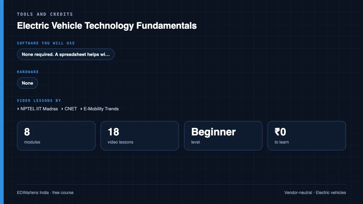 Electric Vehicle Technology Fundamentals: Tools and credits