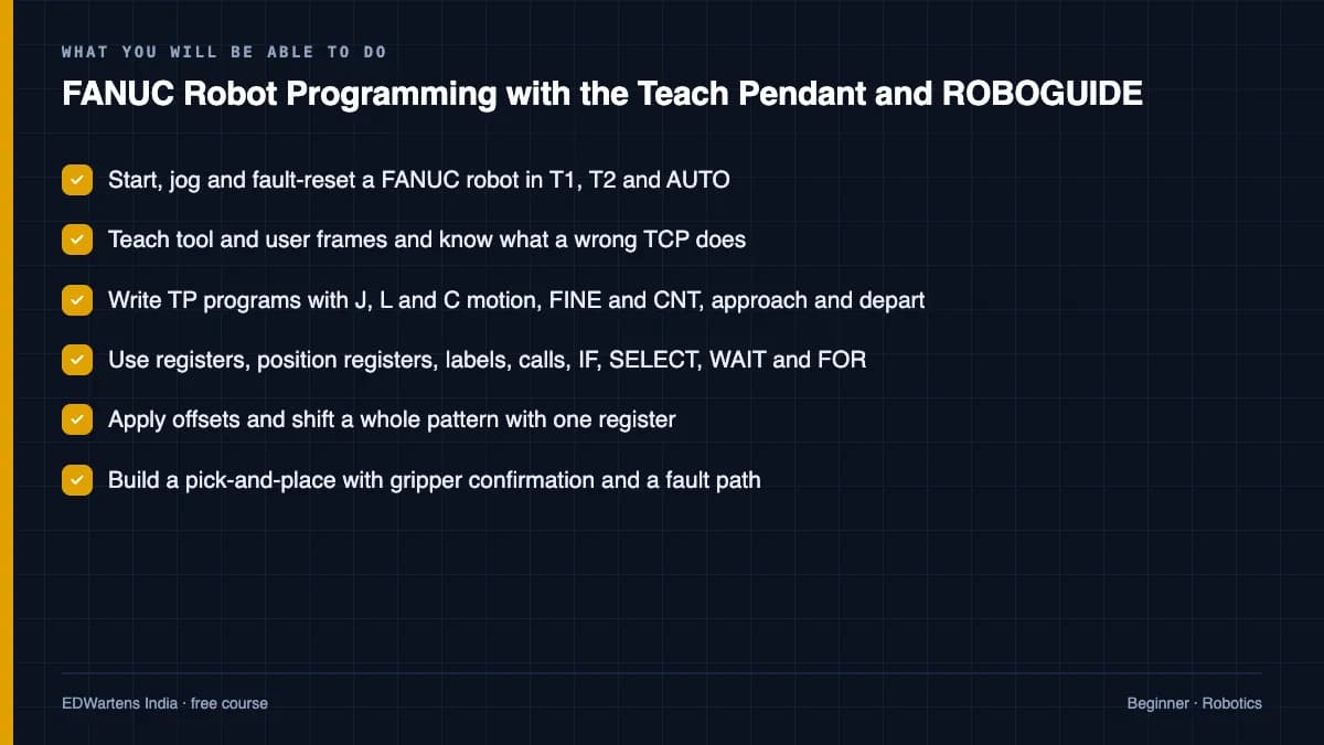FANUC Robot Programming with the Teach Pendant and ROBOGUIDE: What you will be able to do