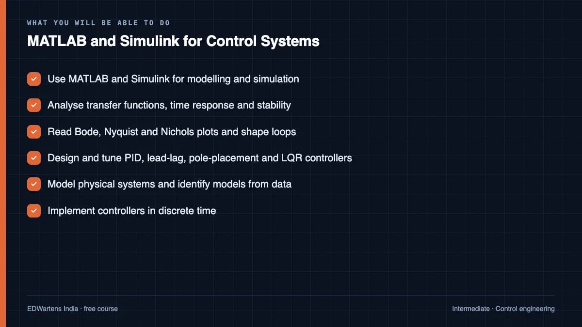 MATLAB and Simulink for Control Systems: What you will be able to do