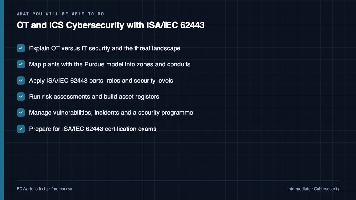 OT and ICS Cybersecurity with ISA/IEC 62443: What you will be able to do