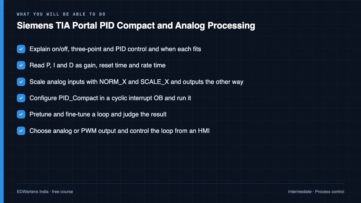 Siemens TIA Portal PID Compact and Analog Processing: What you will be able to do