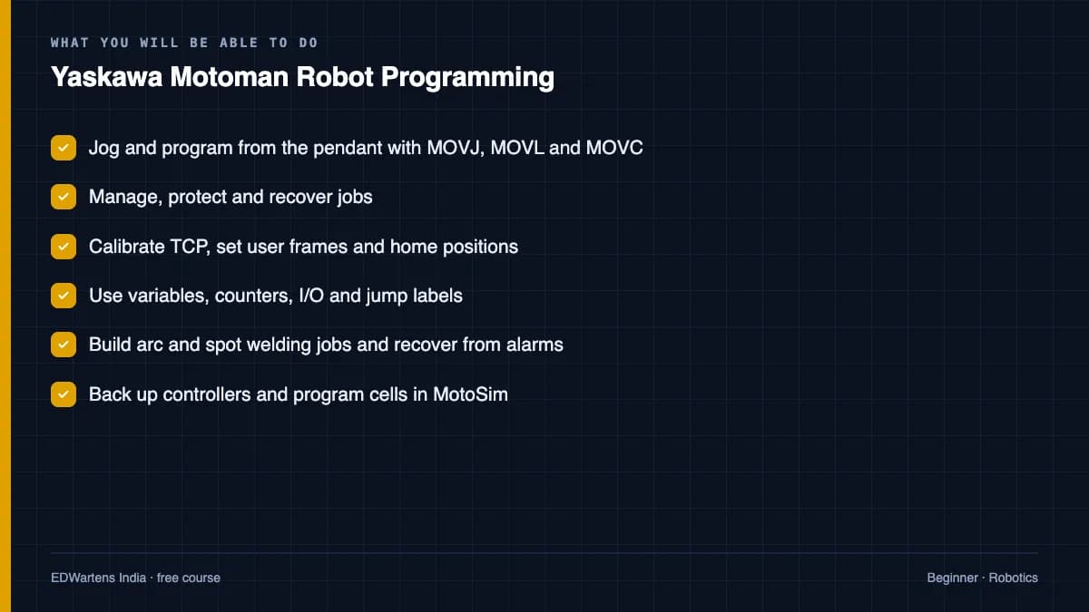 Yaskawa Motoman Robot Programming: What you will be able to do