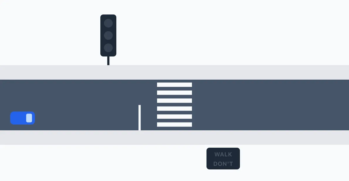 The plant the controller runs, as drawn in the lab: Pedestrian crossing